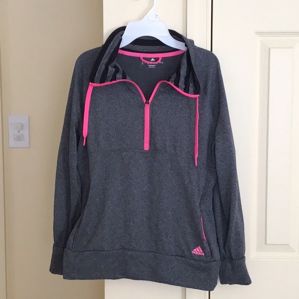 Adidas Gray and Pink Pullover Hoodie